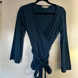Love Tree Blue Wrap Top